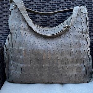 EUC Chocolate Textured Gray Shoulder Crossbody Bag